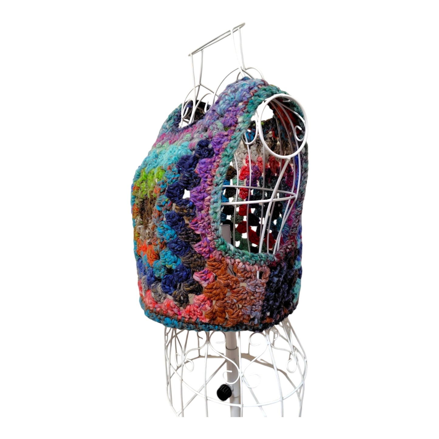 ハンドメイド クロッシェグラニースクエアベスト（100%ウール・マルチカラー） レディース S〜M