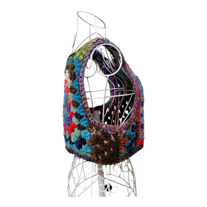 ハンドメイド クロッシェグラニースクエアベスト（100%ウール・マルチカラー） レディース S〜M