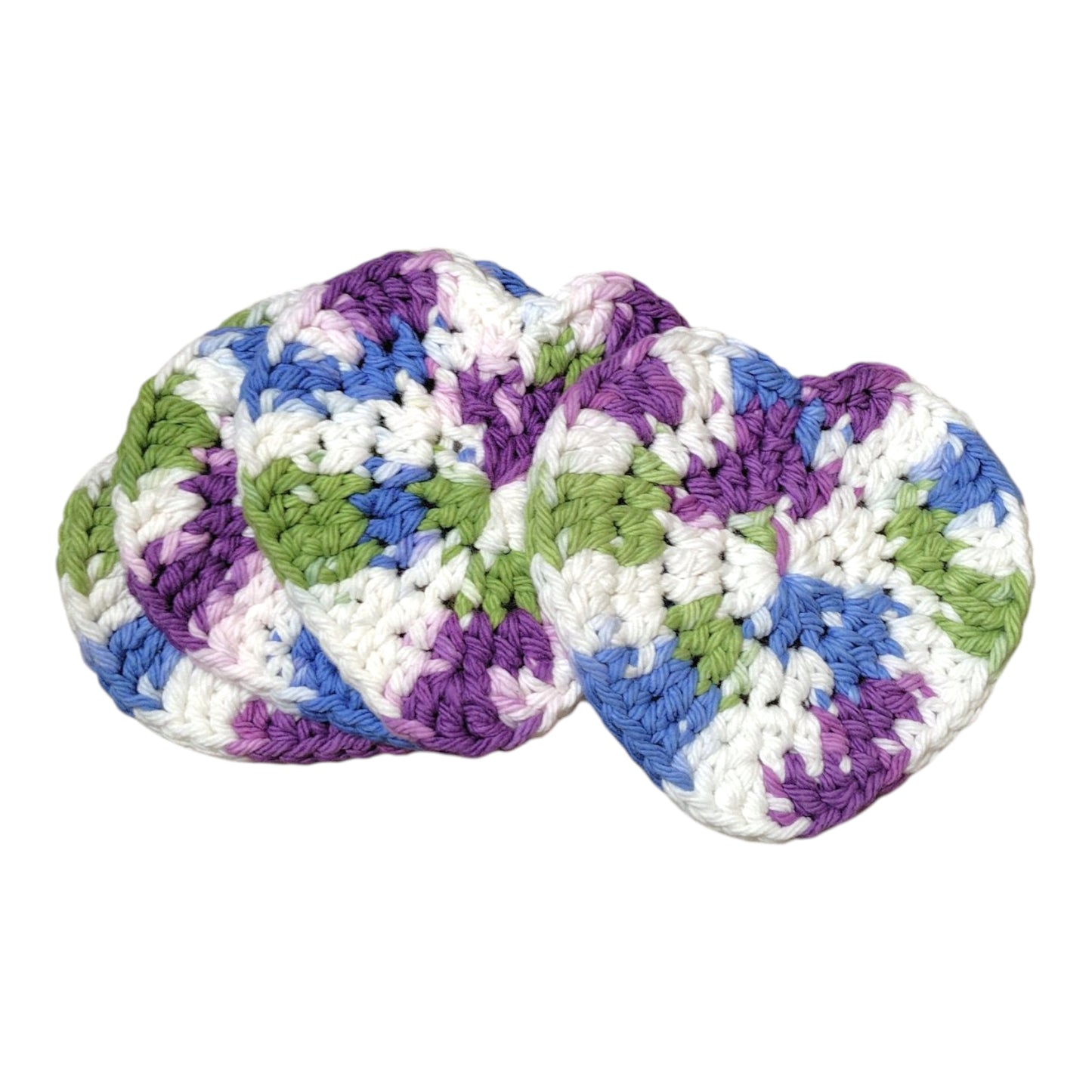 ハンドメイド・ハート型コースター 4枚セット — 綿100%・洗濯可・約10cm