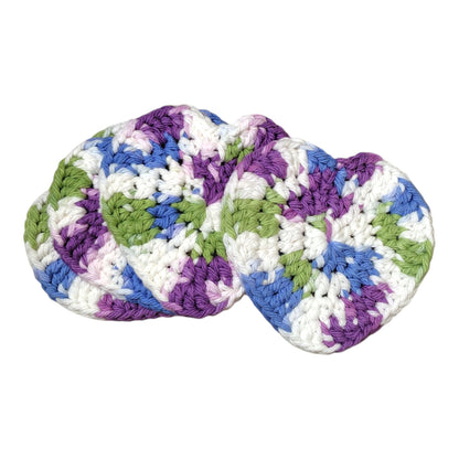 ハンドメイド・ハート型コースター 4枚セット — 綿100%・洗濯可・約10cm