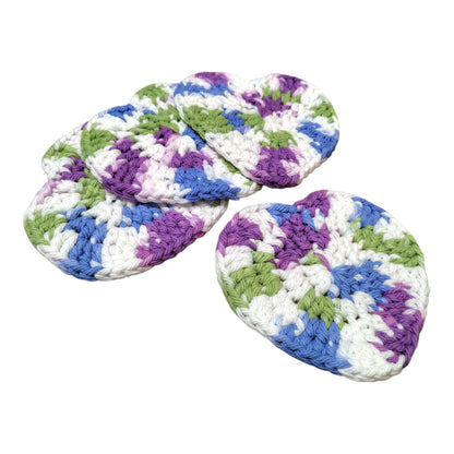 ハンドメイド・ハート型コースター 4枚セット — 綿100%・洗濯可・約10cm