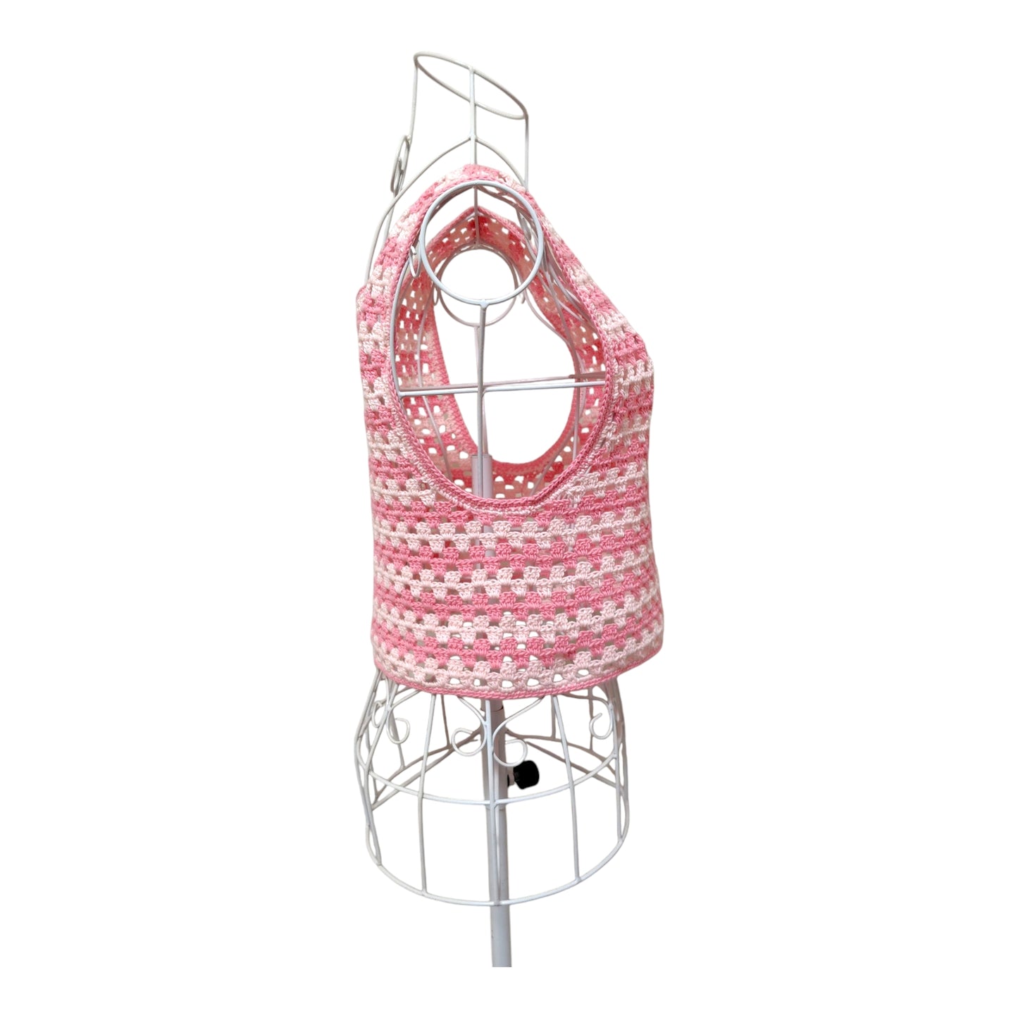 Handmade Crochet Vest (Retro Pink x Light Pink/Granny Stitch) Women's S-M