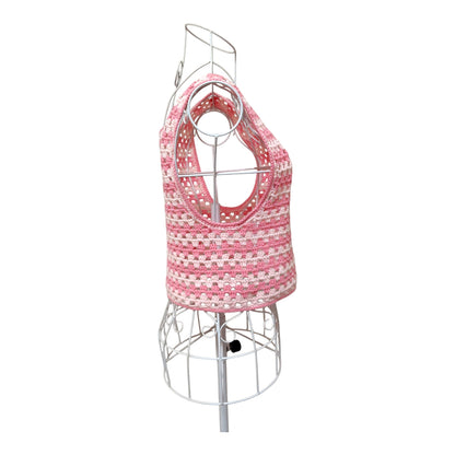 Handmade Crochet Vest (Retro Pink x Light Pink/Granny Stitch) Women's S-M