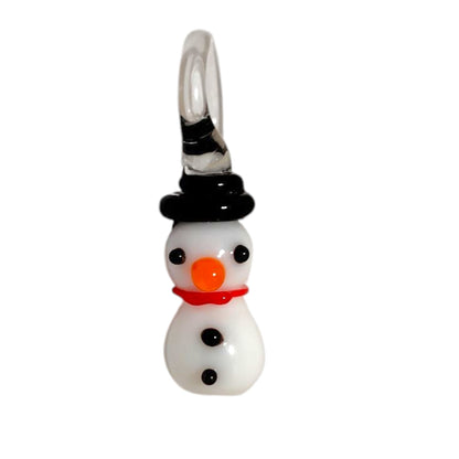 Handmade glass charm, snowman, approx. 2.5cm tall.