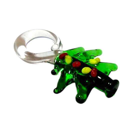 ハンドメイドガラスチャーム クリスマスツリー 高さ約2.5cm