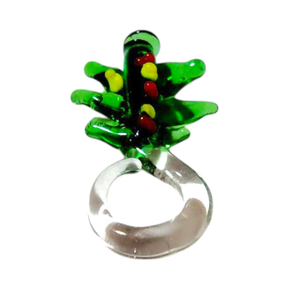 ハンドメイドガラスチャーム クリスマスツリー 高さ約2.5cm