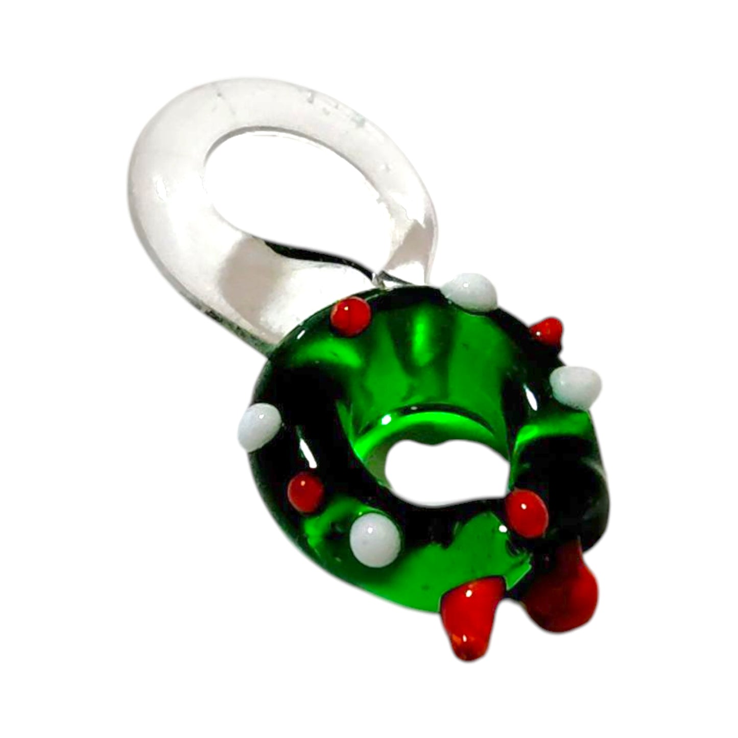 ハンドメイドガラスチャーム クリスマスリース 高さ約2.5cm
