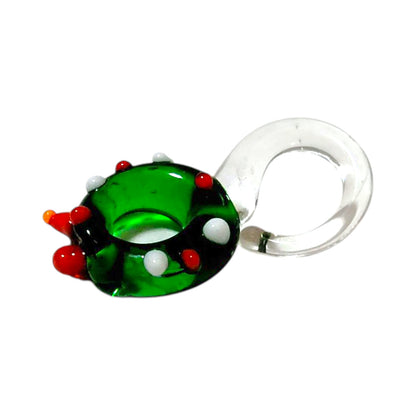 ハンドメイドガラスチャーム クリスマスリース 高さ約2.5cm