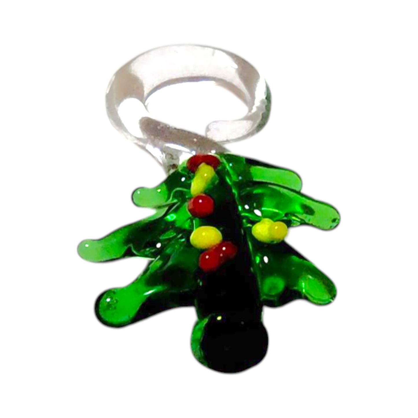 ハンドメイドガラスチャーム クリスマスツリー 高さ約2.5cm