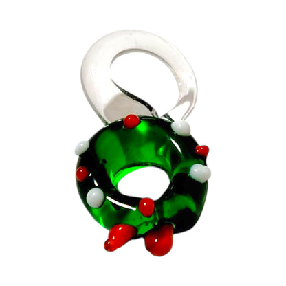 ハンドメイドガラスチャーム クリスマスリース 高さ約2.5cm