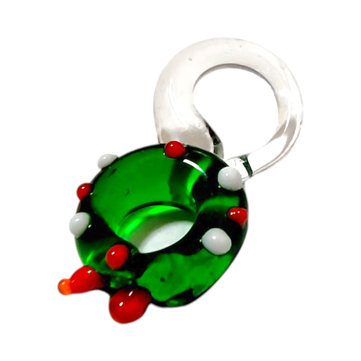 ハンドメイドガラスチャーム クリスマスリース 高さ約2.5cm