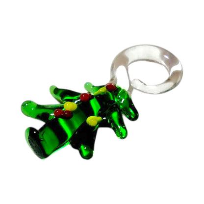 ハンドメイドガラスチャーム クリスマスツリー 高さ約2.5cm