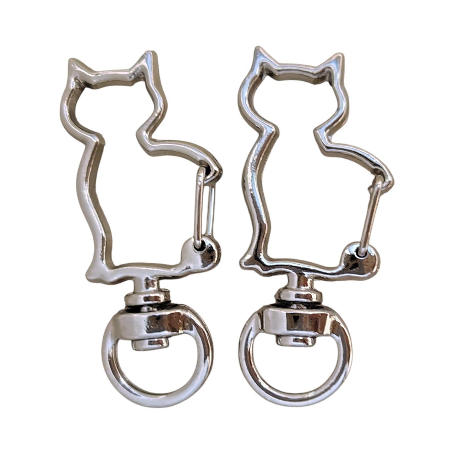 ねこ型チャームナスカン（2個入）ピンクゴールド／ゴールド／ アンティーク／シルバー 約40mm