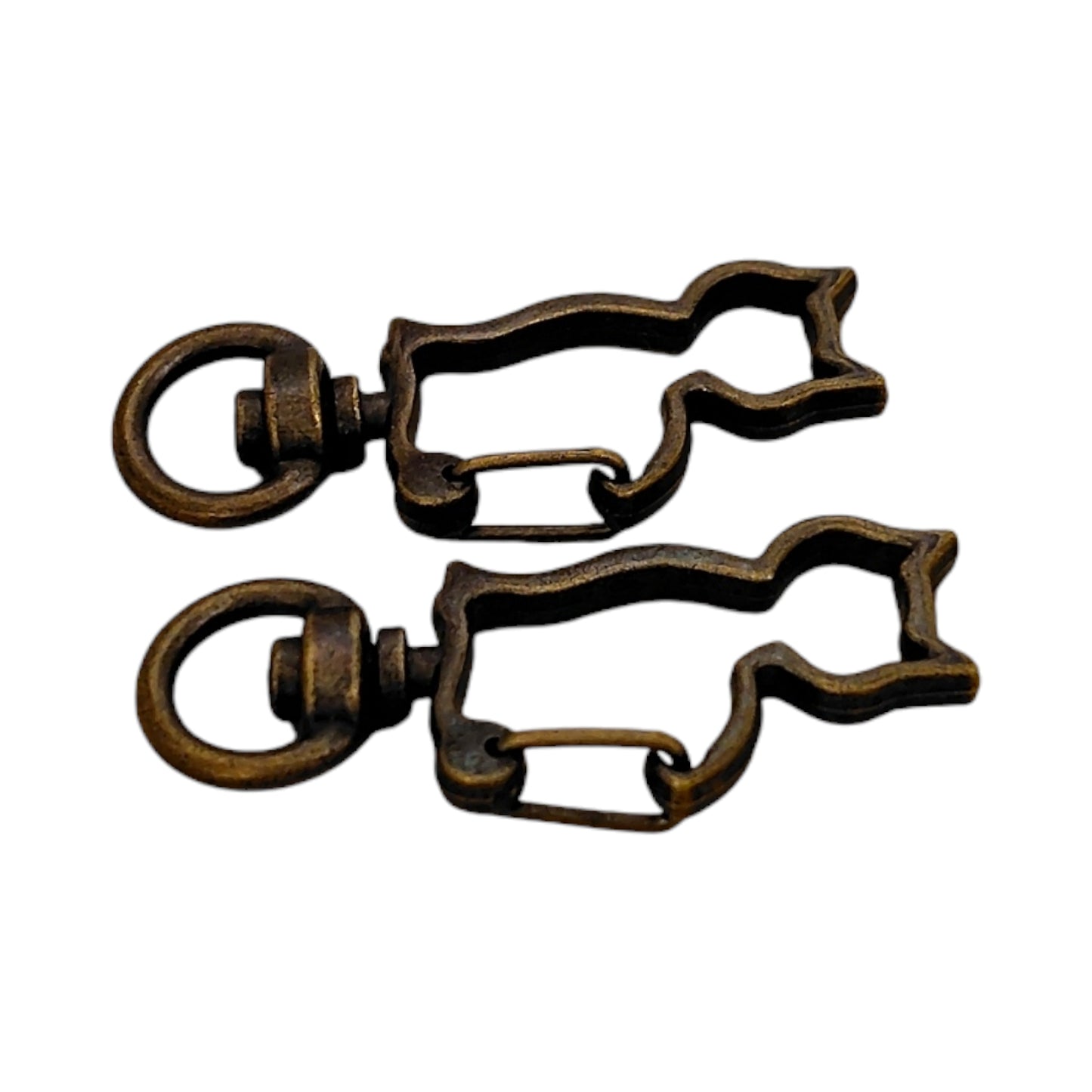 ねこ型チャームナスカン（2個入）ピンクゴールド／ゴールド／ アンティーク／シルバー 約40mm