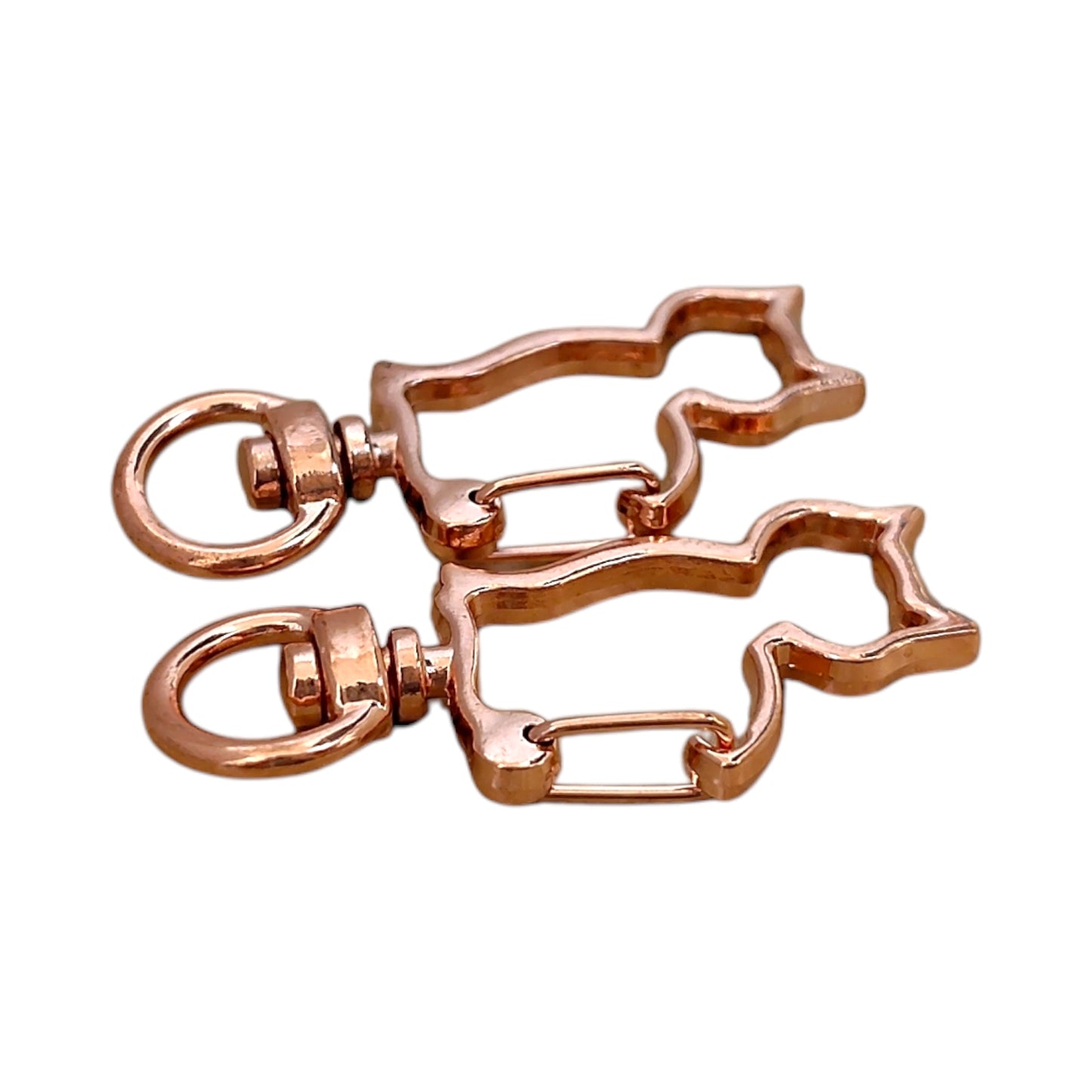 ねこ型チャームナスカン（2個入）ピンクゴールド／ゴールド／ アンティーク／シルバー 約40mm