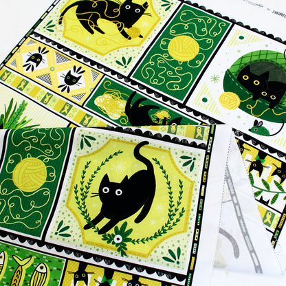 ハンドメイド素材 パネル生地 黒猫 森 Dear Stella USA アメリカ直輸入 60×110cm バッグ ポーチ クッション