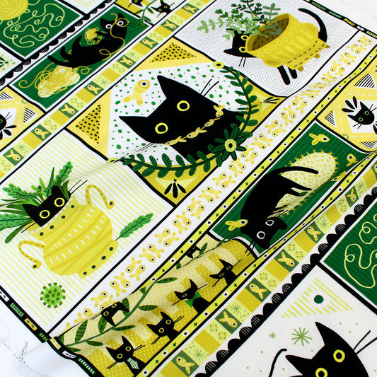 ハンドメイド素材 パネル生地 黒猫 森 Dear Stella USA アメリカ直輸入 60×110cm バッグ ポーチ クッション