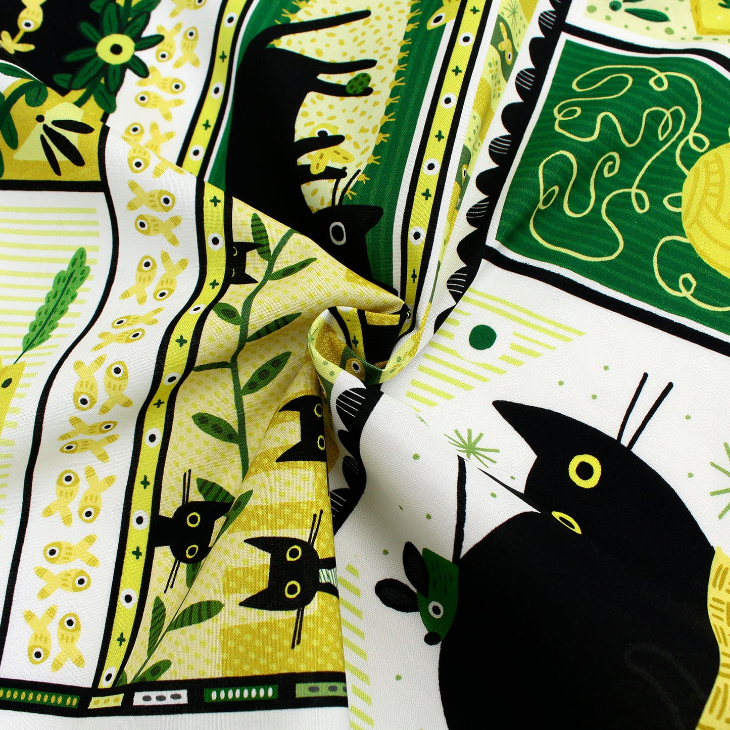 ハンドメイド素材 パネル生地 黒猫 森 Dear Stella USA アメリカ直輸入 60×110cm バッグ ポーチ クッション