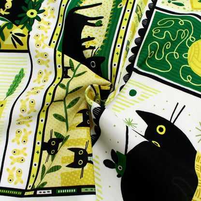 ハンドメイド素材 パネル生地 黒猫 森 Dear Stella USA アメリカ直輸入 60×110cm バッグ ポーチ クッション