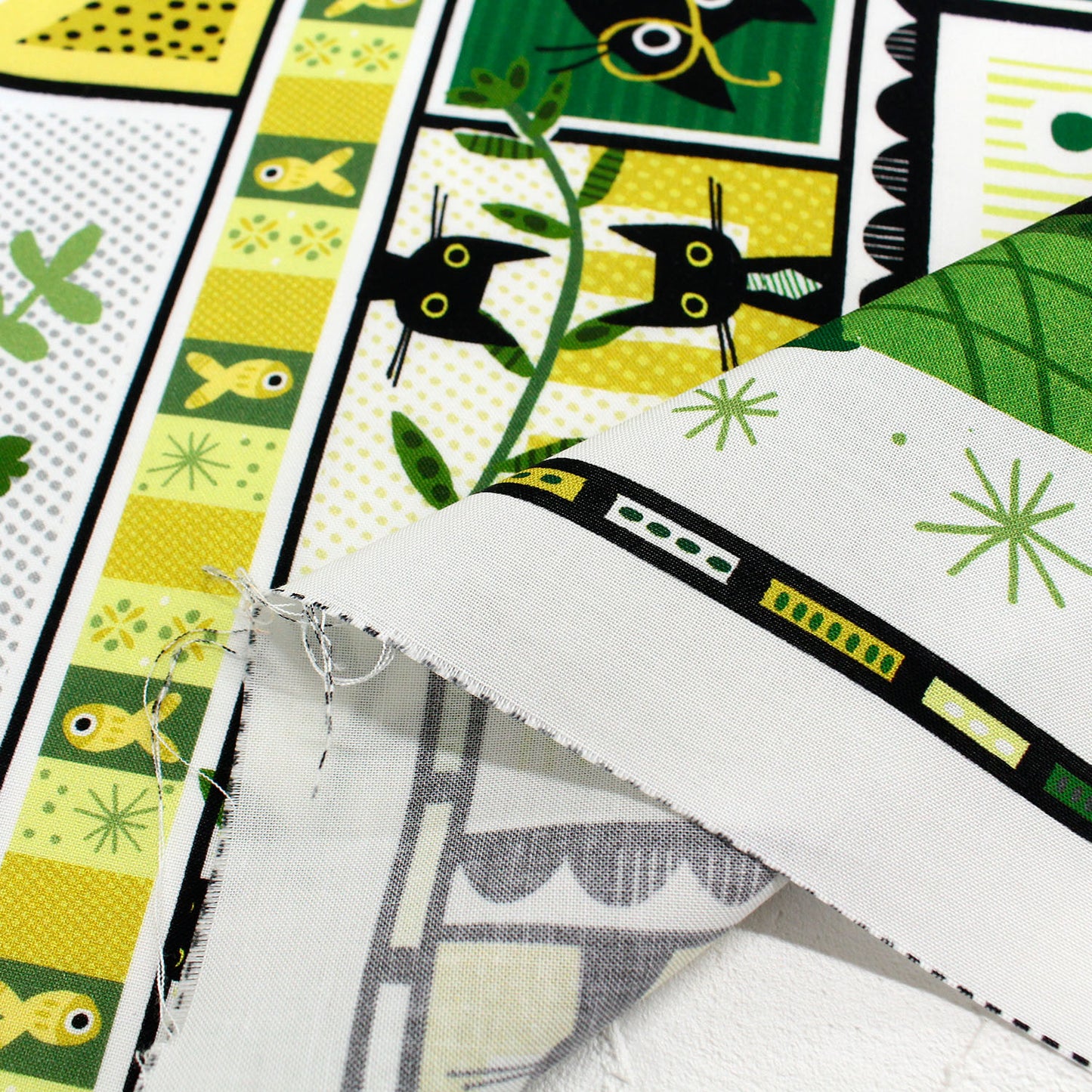 ハンドメイド素材 パネル生地 黒猫 森 Dear Stella USA アメリカ直輸入 60×110cm バッグ ポーチ クッション