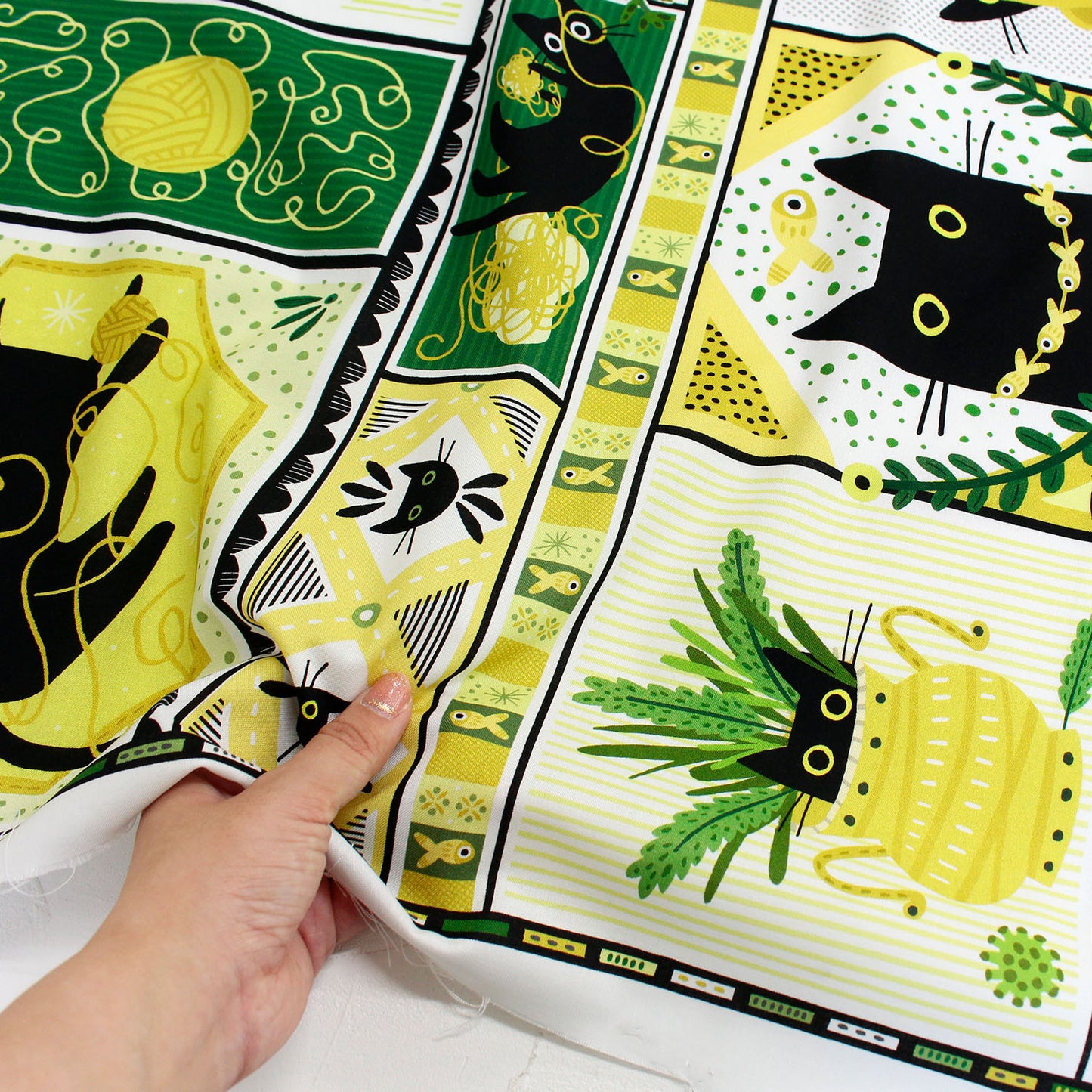 ハンドメイド素材 パネル生地 黒猫 森 Dear Stella USA アメリカ直輸入 60×110cm バッグ ポーチ クッション