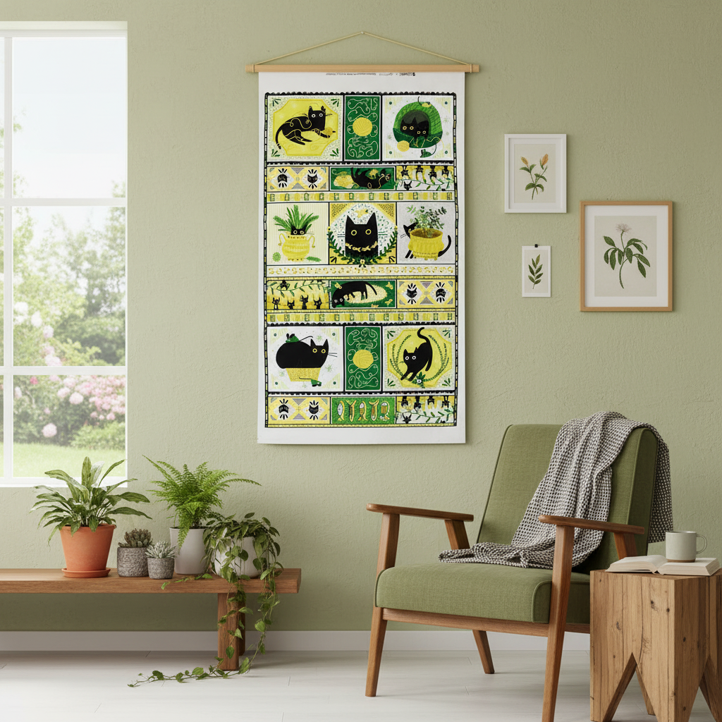 ハンドメイド素材 パネル生地 黒猫 森 Dear Stella USA アメリカ直輸入 60×110cm バッグ ポーチ クッション