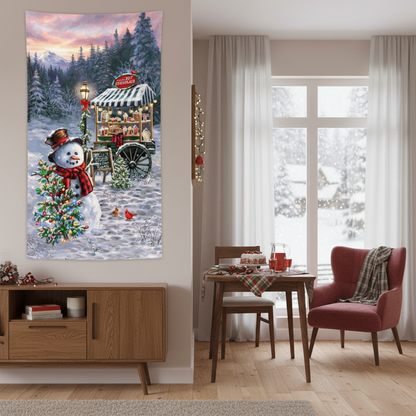 Christmas Wall Hanging Fabric, Snowman, Winter, Timeless Treasures Frosty Delights, Imported Directly from the USA, Panel Fabric, 61 x 112 cm