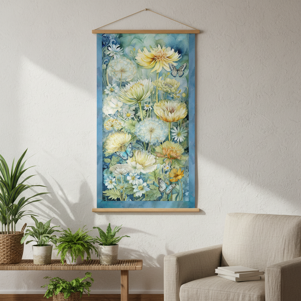 インテリア装飾 壁掛け布 森のささやき 蝶 ボタニカル Timeless Treasures Forest Whisper アメリカ直輸入 パネル生地 61×112cm